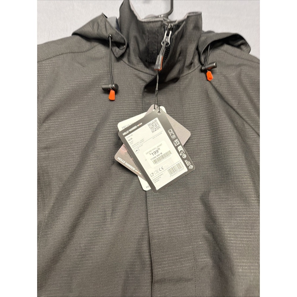 Helly Hansen Workwear Jacket Men M Black HellyTech Ripstop Waterproof Shell NWT